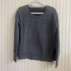 Womens Athleta Gray Casual Long Sleeve Crewneck split side thumb holes Size Med